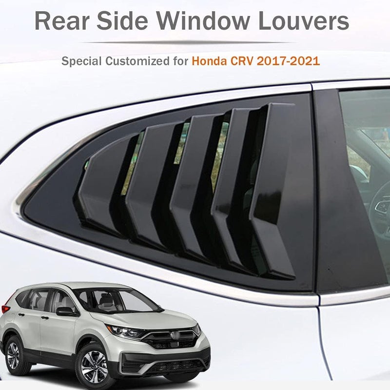 LEXLEY Racing Style Rear Side Window Louvers Air Vent/Louvers Scoop Cover Blinds For Honda CRV 2017 2018 2019 2020 2021 2022-Bright black - Image 2